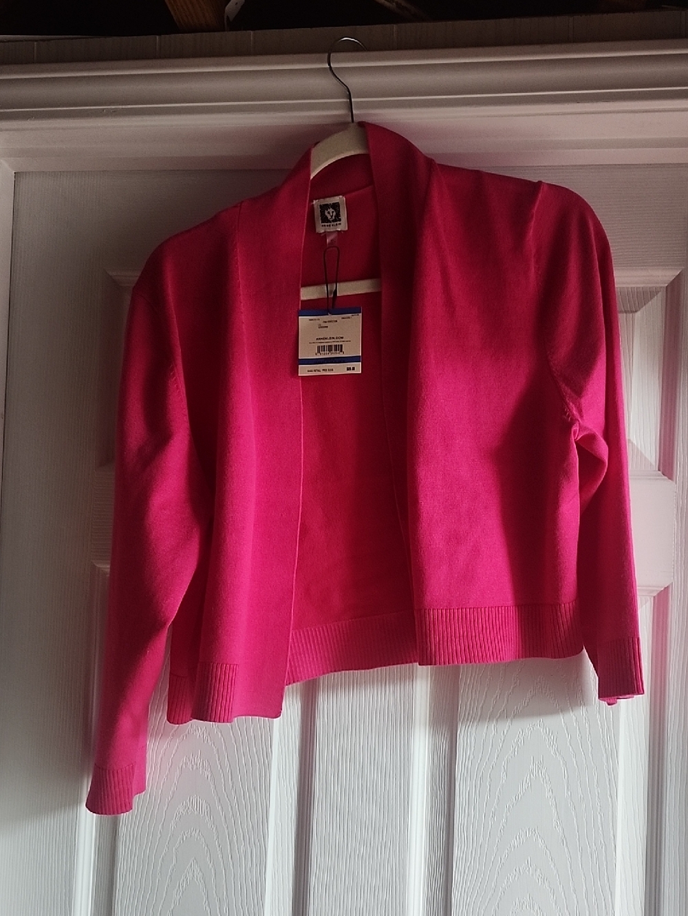 Anne Klein Bright Pink Open-Front Cardigan